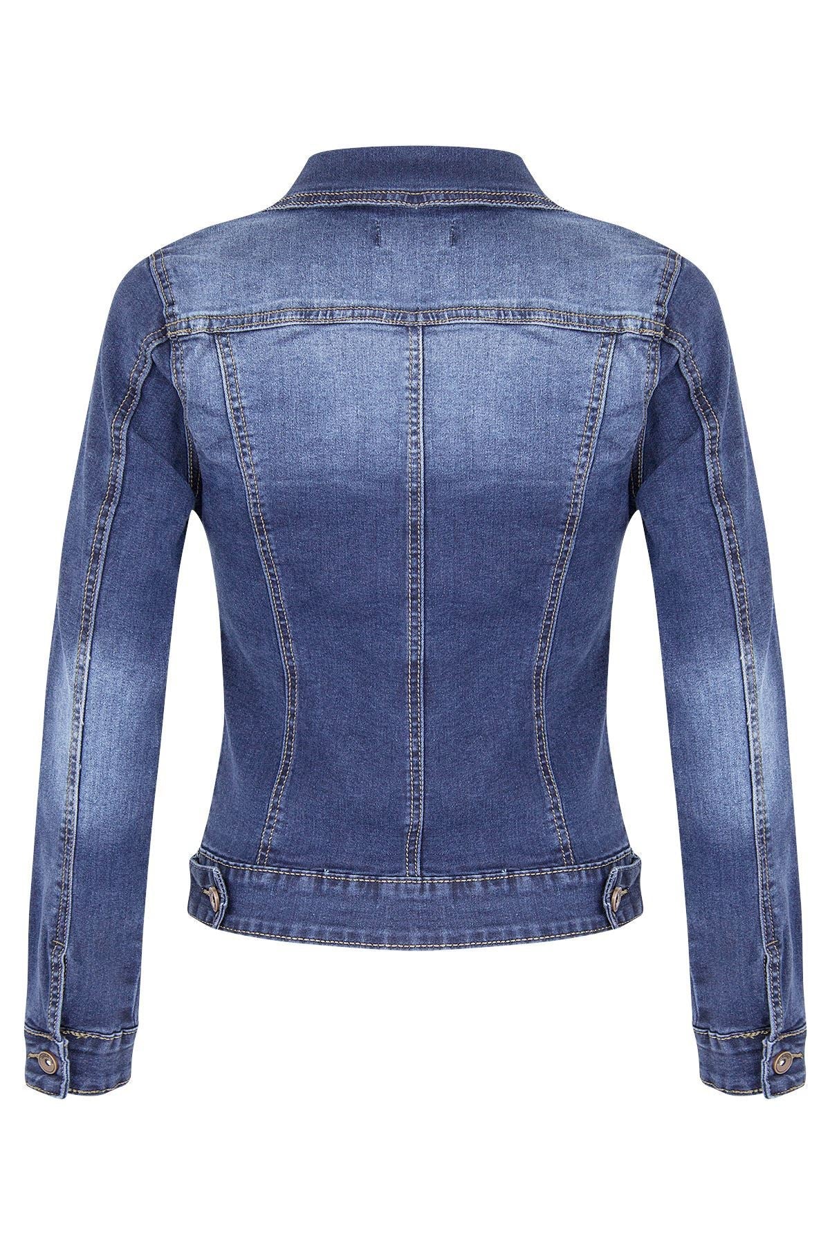 Autumn Winter Short Slim-Fitting Biker Stretch Denim Jacket Jacket Denim Jacket