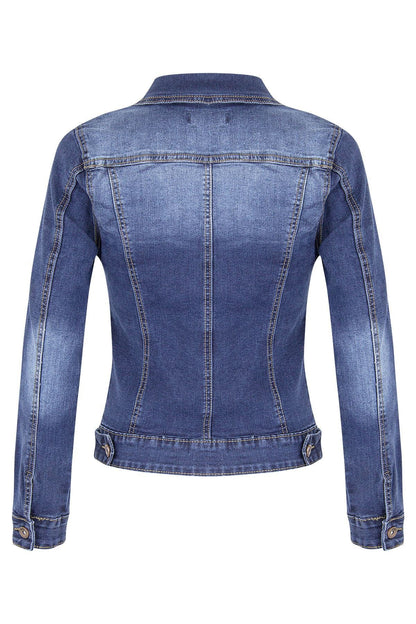 Autumn Winter Short Slim-Fitting Biker Stretch Denim Jacket Jacket Denim Jacket