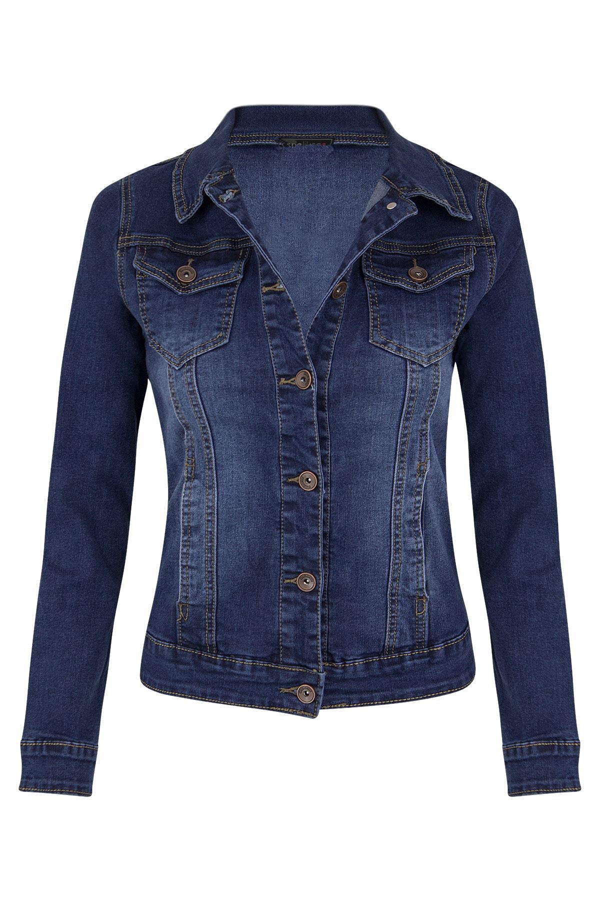 Autumn Winter Short Slim-Fitting Biker Stretch Denim Jacket Jacket Denim Jacket