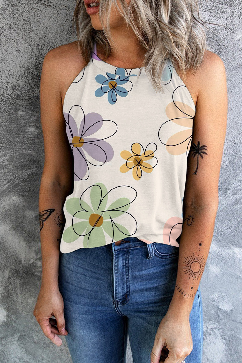 Printed Round Neck Tank