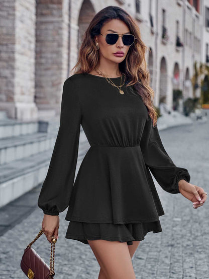 Round Neck Layered Mini Dress