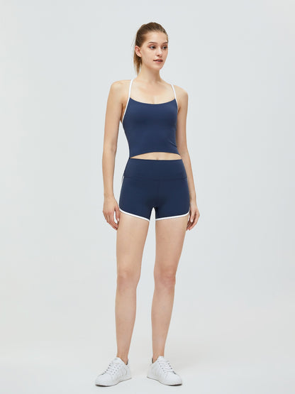 Contrast Trim High Waist Active Shorts