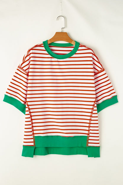 Striped Round Neck Half Sleeve T-Shirt