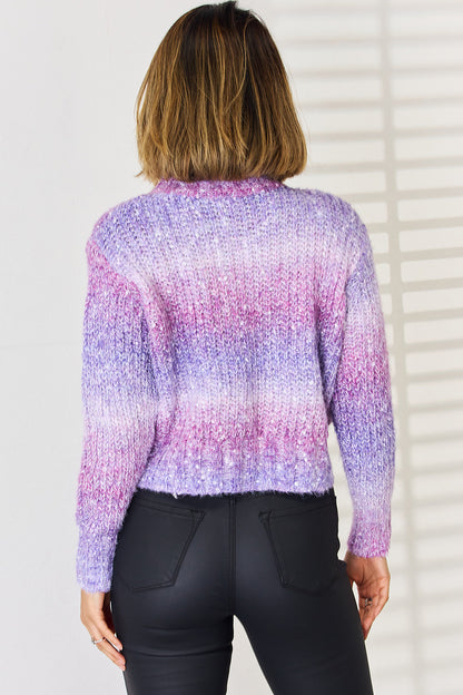 Gradient Round Neck Long Sleeve Sweater