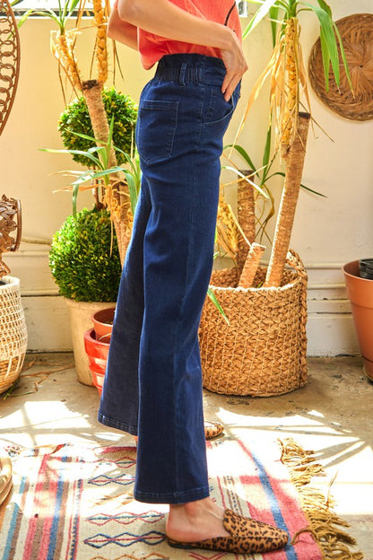 HIGH WAISTED BUTTON WIDE LEG JEANS JBJ1087