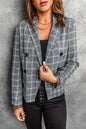 Plaid Double-Breasted Flap Pocket Blazer