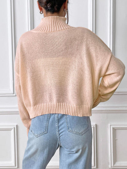 Heart Turtleneck Long Sleeve Sweater