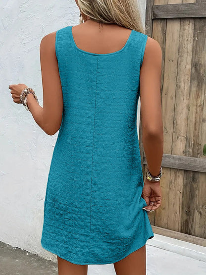 Asymmetrical Neck Sleeveless Dress