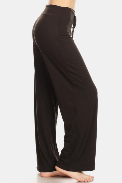 Leggings Depot High Waist Drawstring Wide Leg Pants