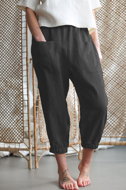 Mid-Rise Waist Pants with Pockets