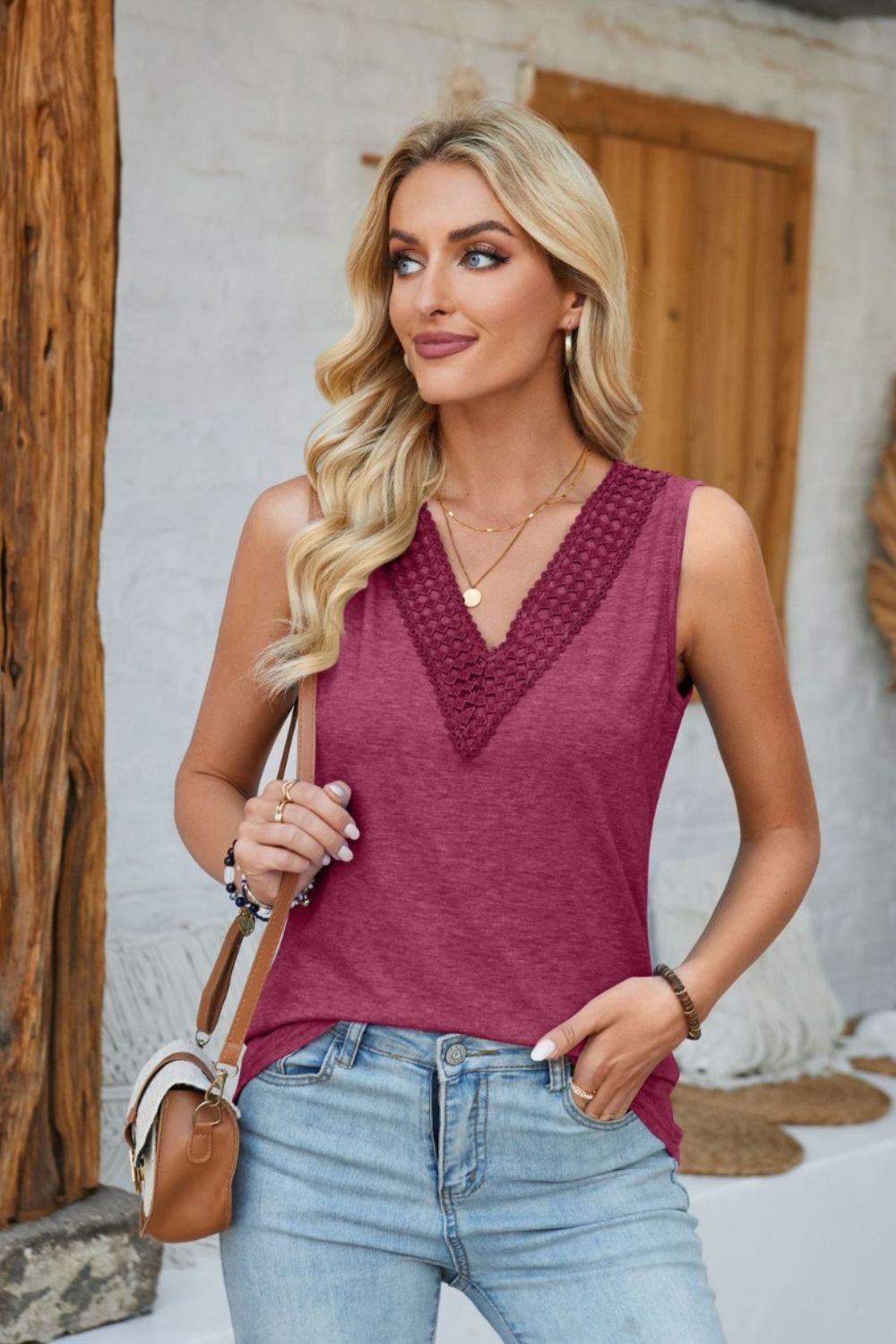 Lace Detail V-Neck Tank