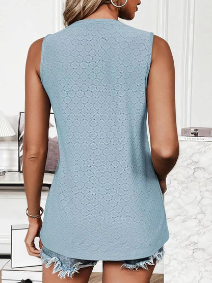 Eyelet Round Neck Tank