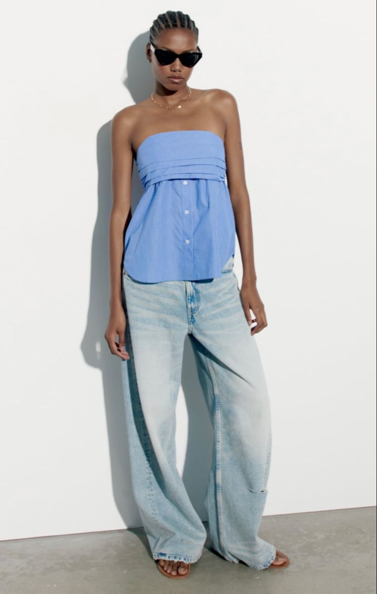 Straight Collar off Shoulder Stretch Poplin Top