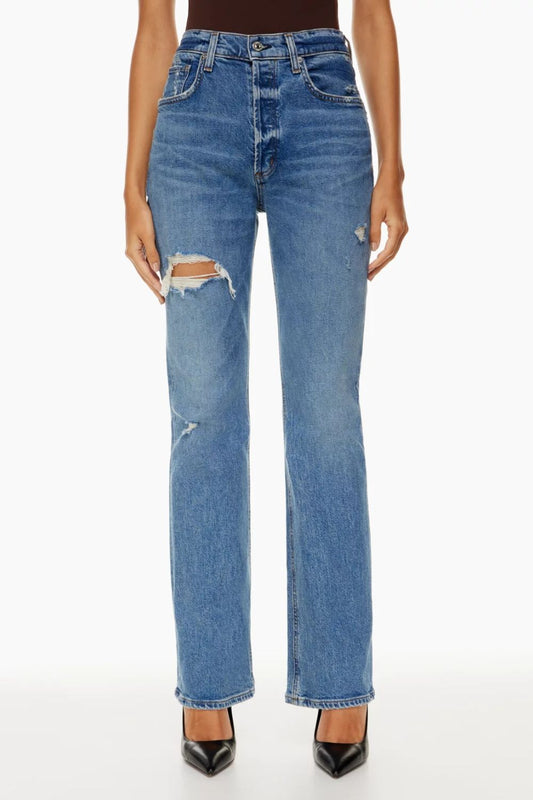 Distressed Straight Jeans with Pockets