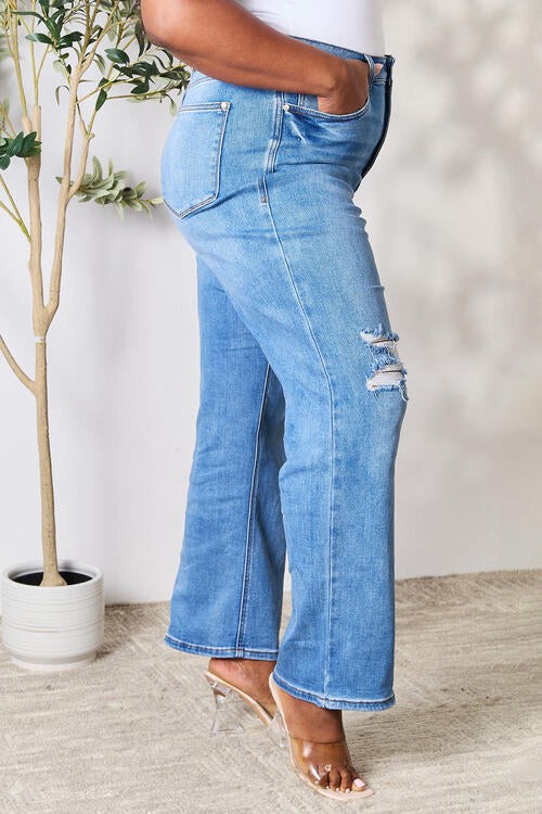 High Waist Distressed Jeans