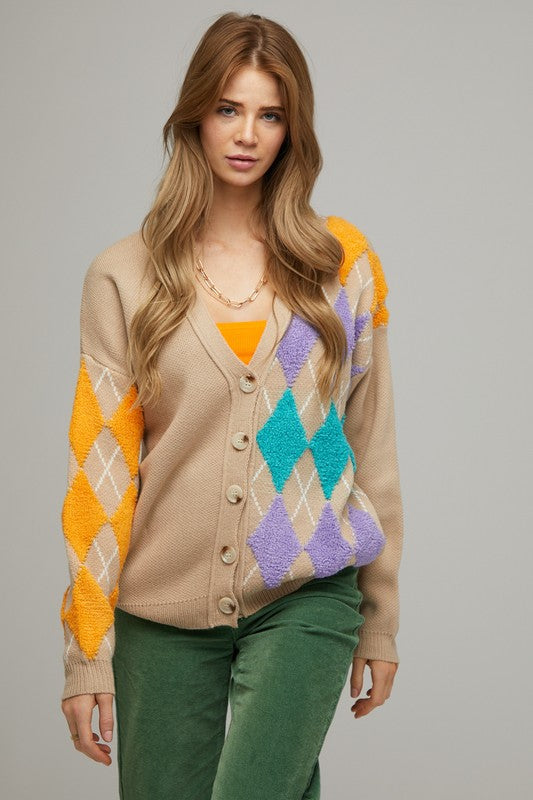 Plus V Neck Button Front Cardigan