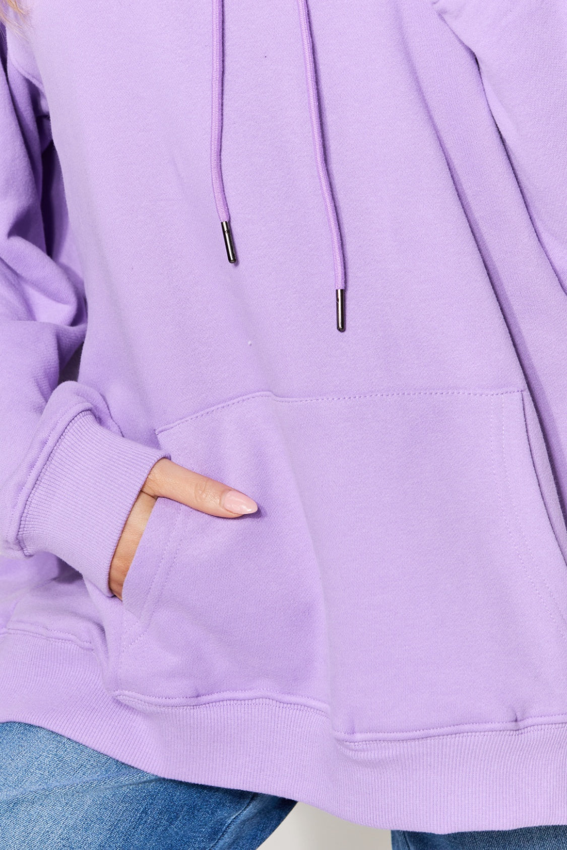 Simply Love Full Size NOT A FAN Graphic Drawstring Long Sleeve Hoodie