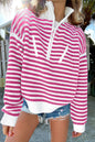 Striped Half Zip Long Sleeve Sweater