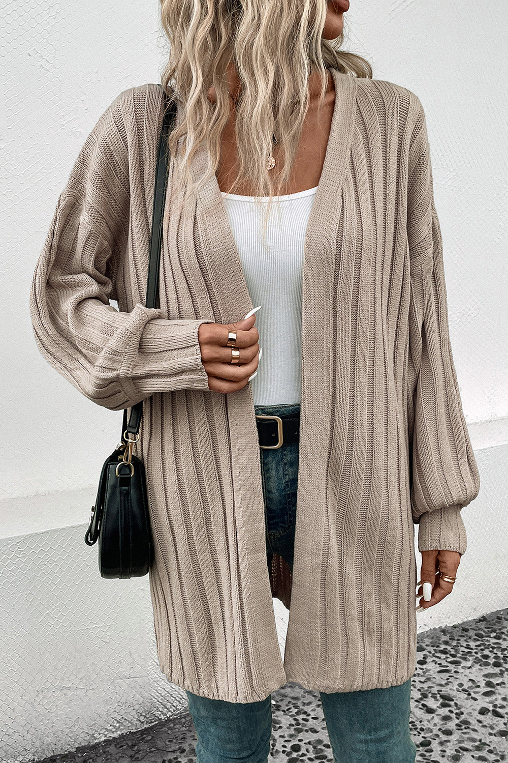 Perfee Open Front Cardigan with Pockets