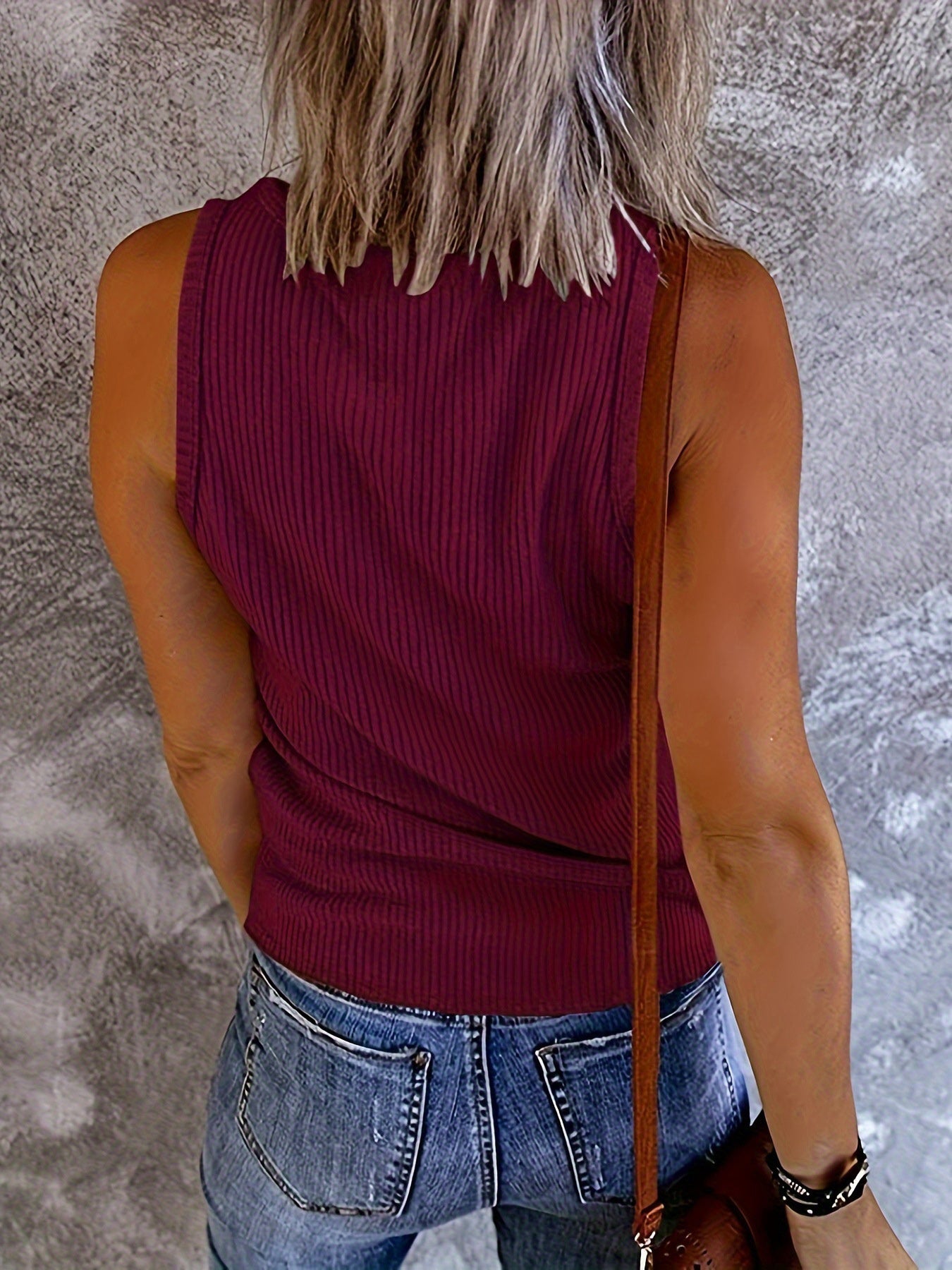 Ribbed V-Neck Wide Strap Tank