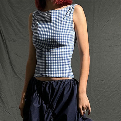 Summer Women Clothing Sexy Houndstooth Bow Strap Elegant Slim Vest Women