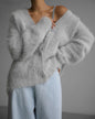 Knitted Sweater Cardigan Autumn Winter Lazy Loose Long Sleeve V Neck Sweater Coat Women