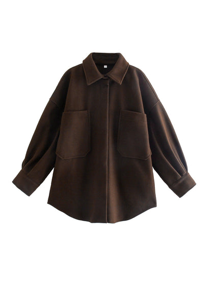 Women Autumn New Tweed Shirt Type Coat