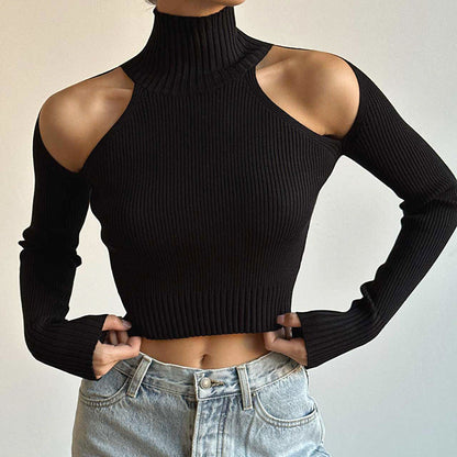 Autumn Women Clothing Sexy Off The Shoulder Top Women Slim Fit Long Sleeved Base Shirt T Shirt