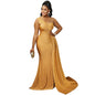 Solid Color Party Tight One Shoulder Sleeve Dress Maxi Dress Women