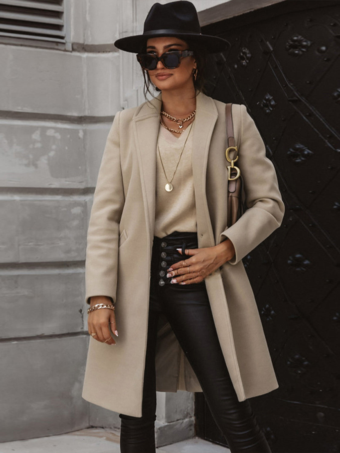 Long Sleeve Longline Coat with Pockets