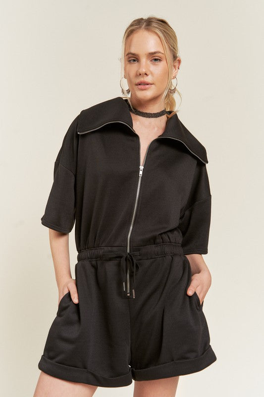 TERRY ZIP FRONT ROMPER