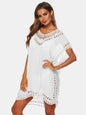 Cutout V-Neck Short Sleeve Cover-Up