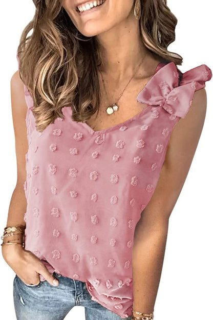 Full Size Swiss Dot V-Neck Tank