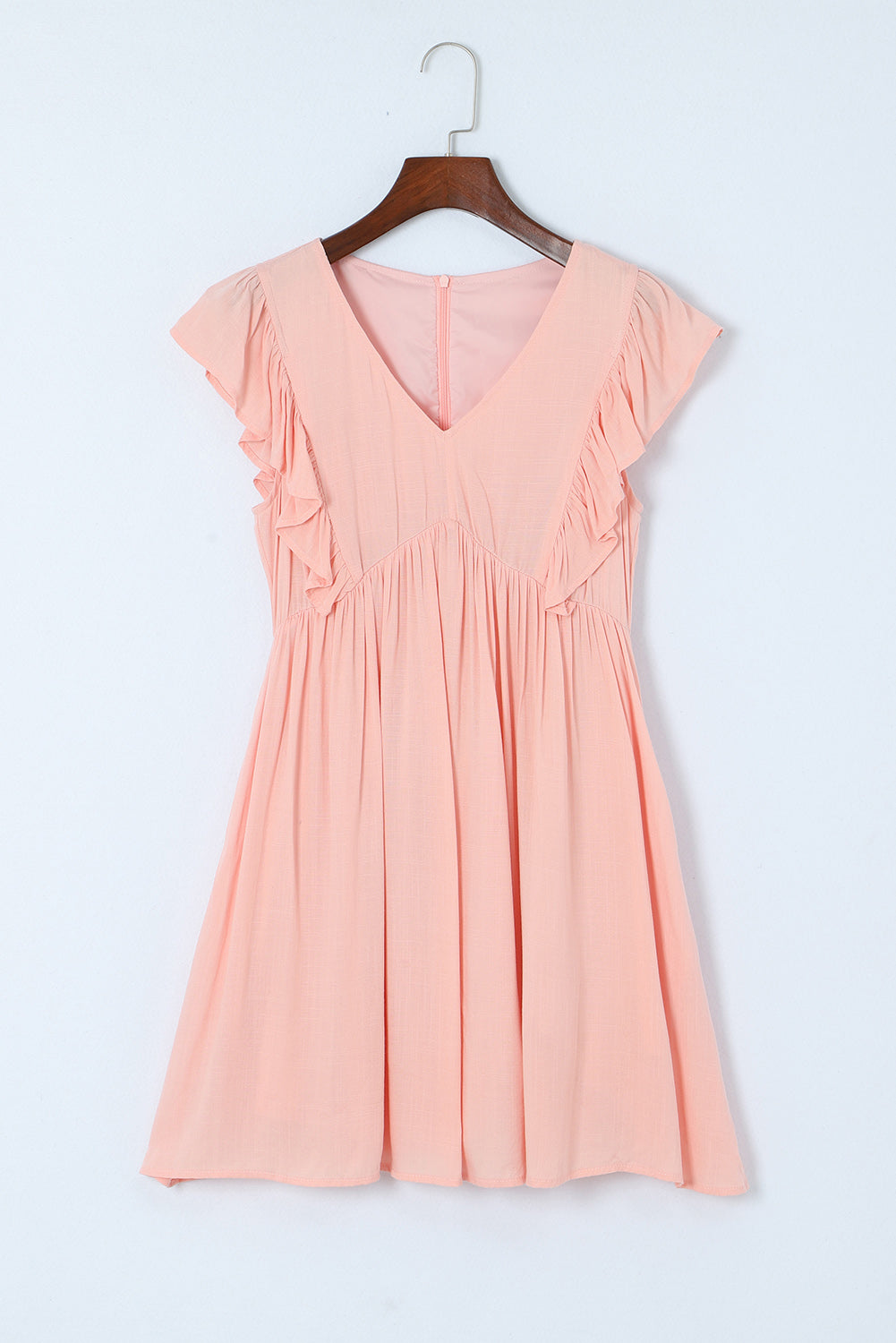 V-Neck Flutter Sleeve Dress