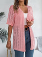 Openwork Open Front Half Sleeve Cardigan