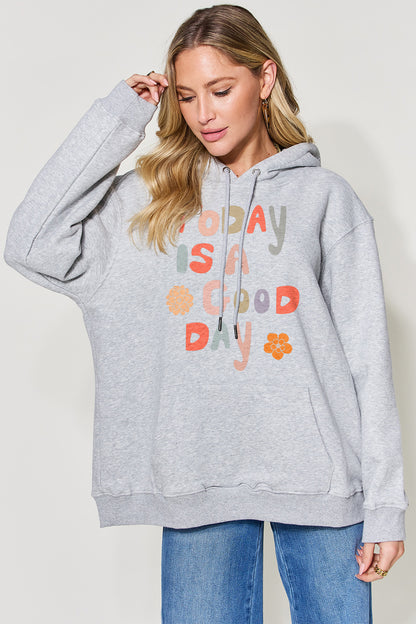 Simply Love Full Size Letter Graphic Long Sleeve Hoodie
