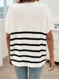 Devine Striped Round Neck Short Sleeve Sweater