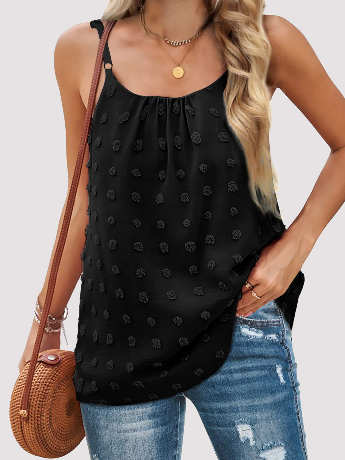 Swiss Dot Scoop Neck Cami