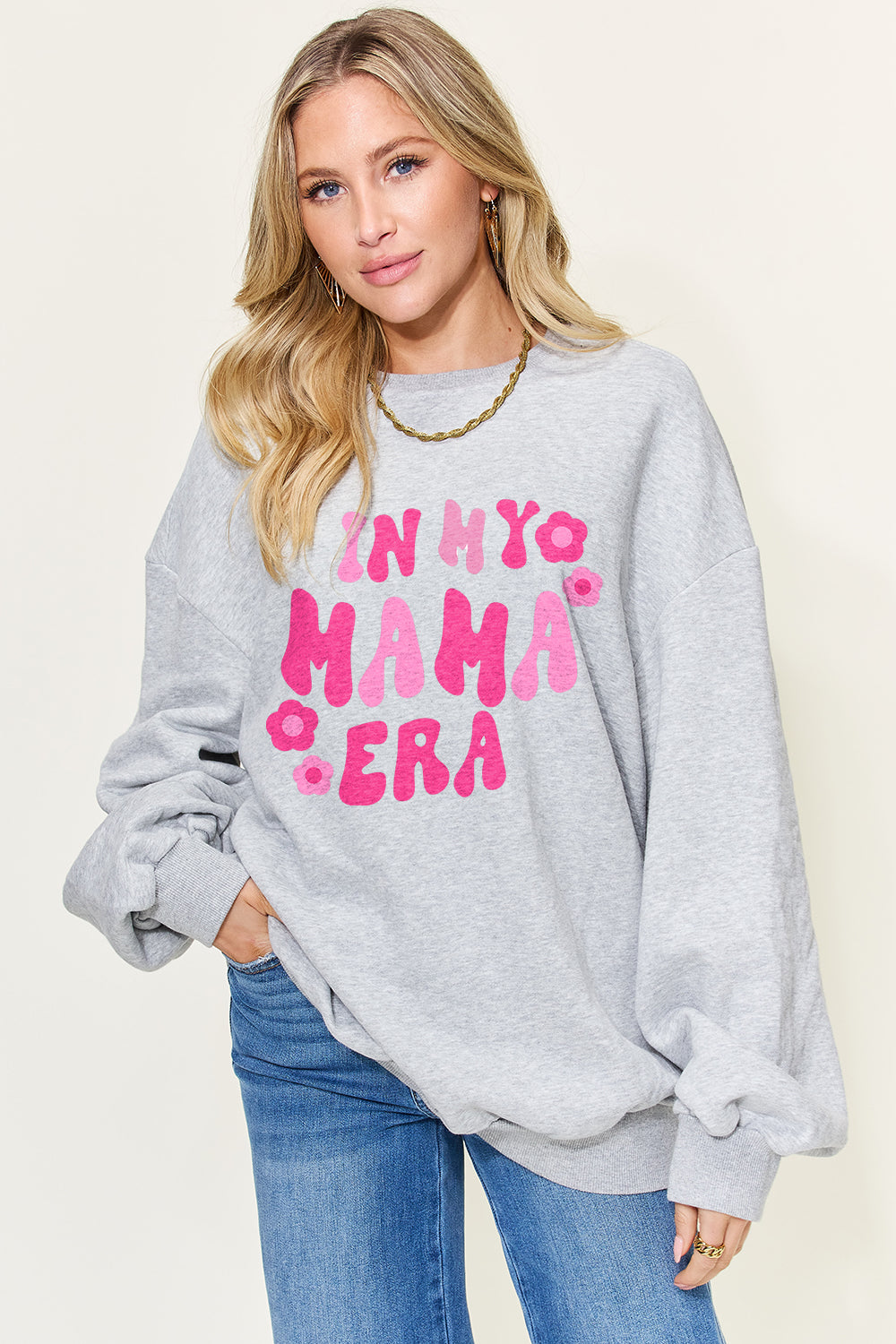 Simply Love Full Size Letter Graphic Long Sleeve Sweatshirt
