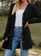 Ribbed Button Up Long Sleeve Cardigan