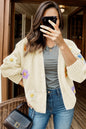 Flower Button Up Long Sleeve Cardigan