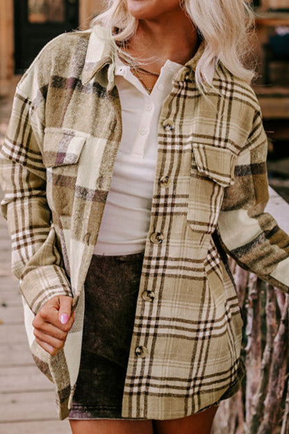 Plaid Button Up Flap Pocket Shacket