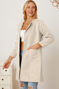 Open Front Pocketed Long Sleeve Coat