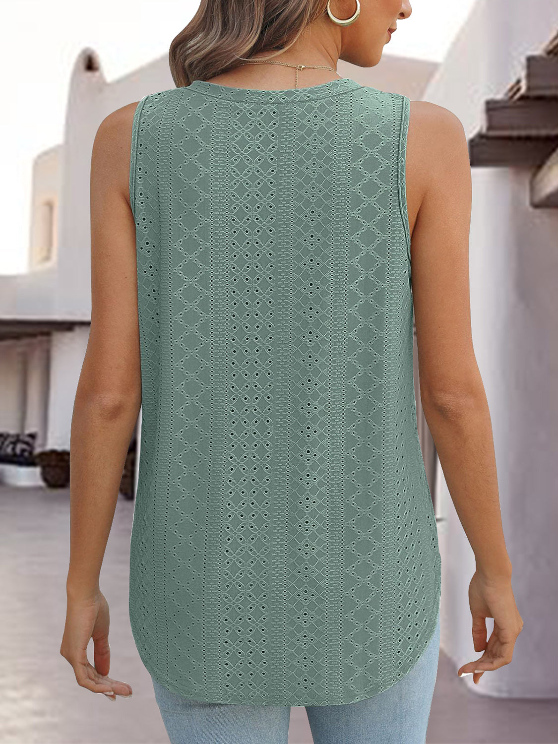 Eyelet V-Neck Tank