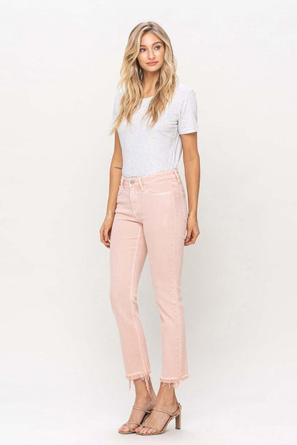 Mid Rise Straight Jeans