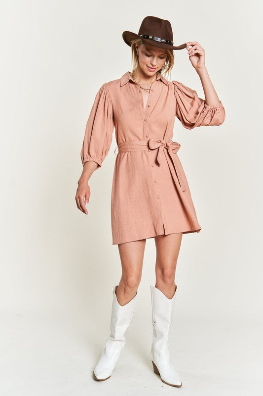 SOLID BUTTON DOWN DRESS  PLUS JBJ1004P