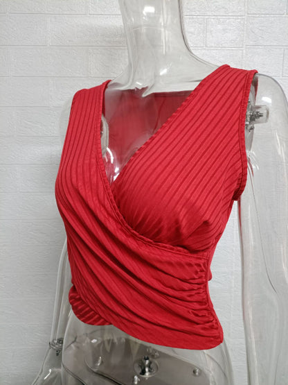 Full Size Ruched Surplice Tank