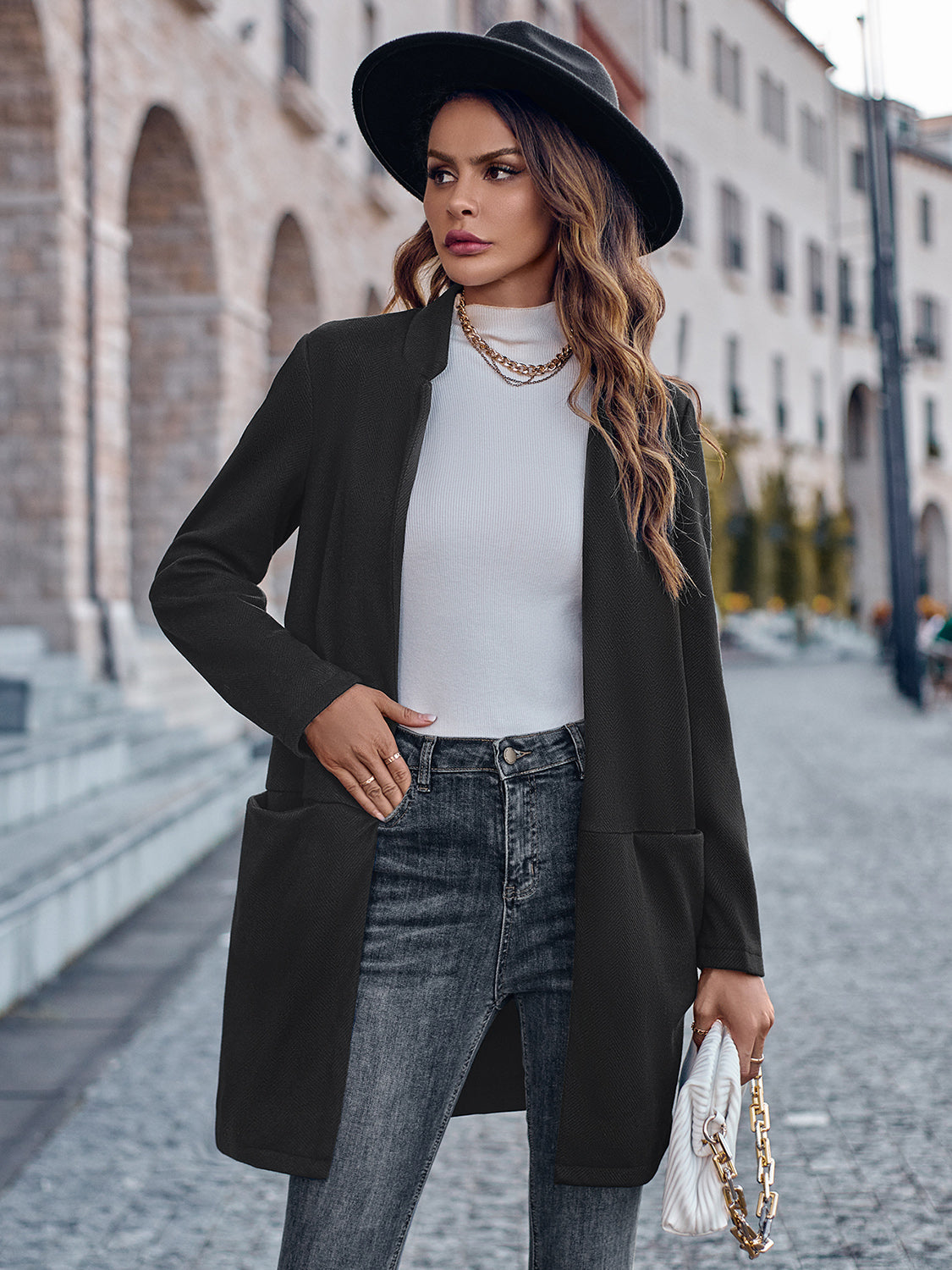 Open Front Long Sleeve Blazer