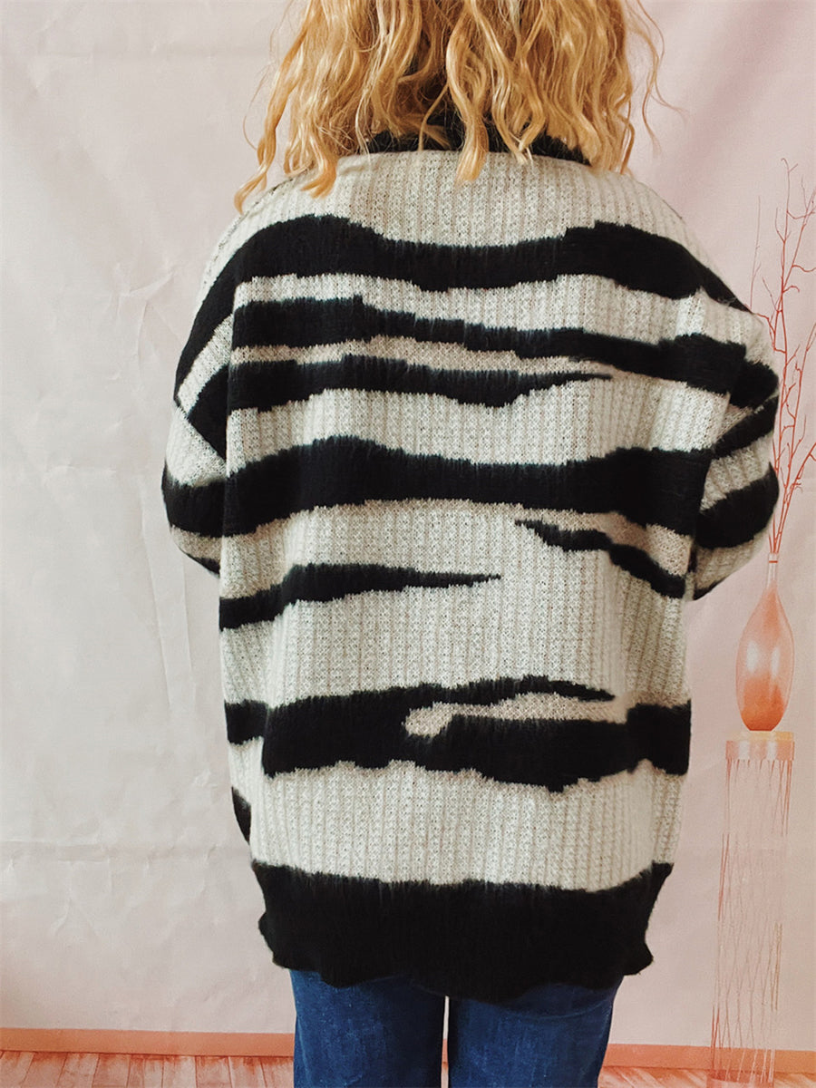 Color Block Round Neck Sweater