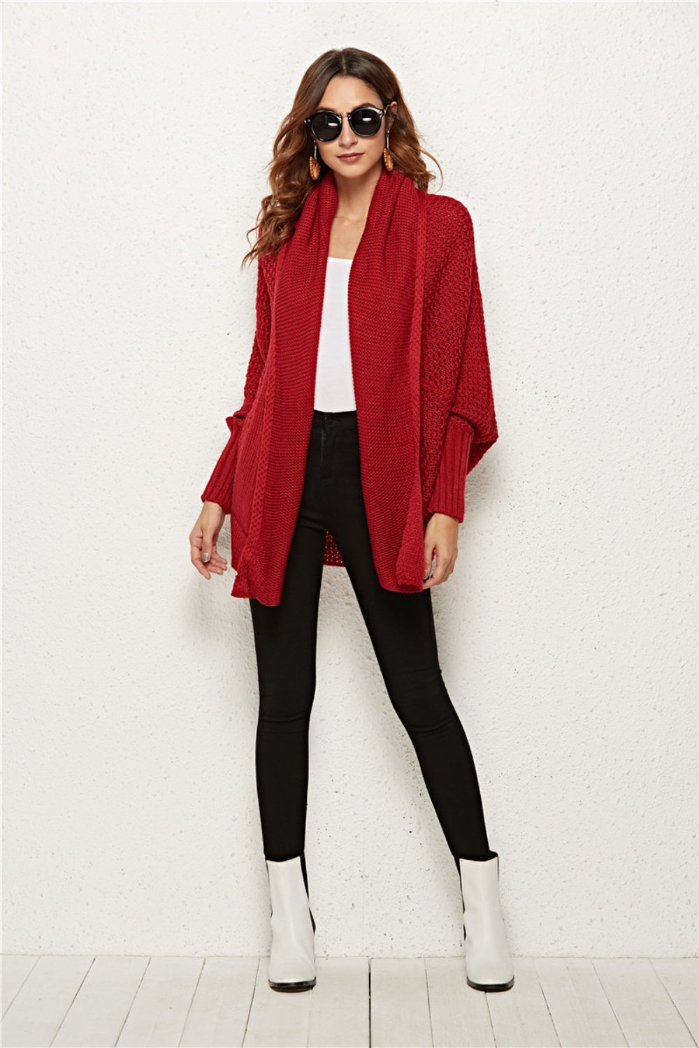 Open Front Batwing Sleeve Cardigan